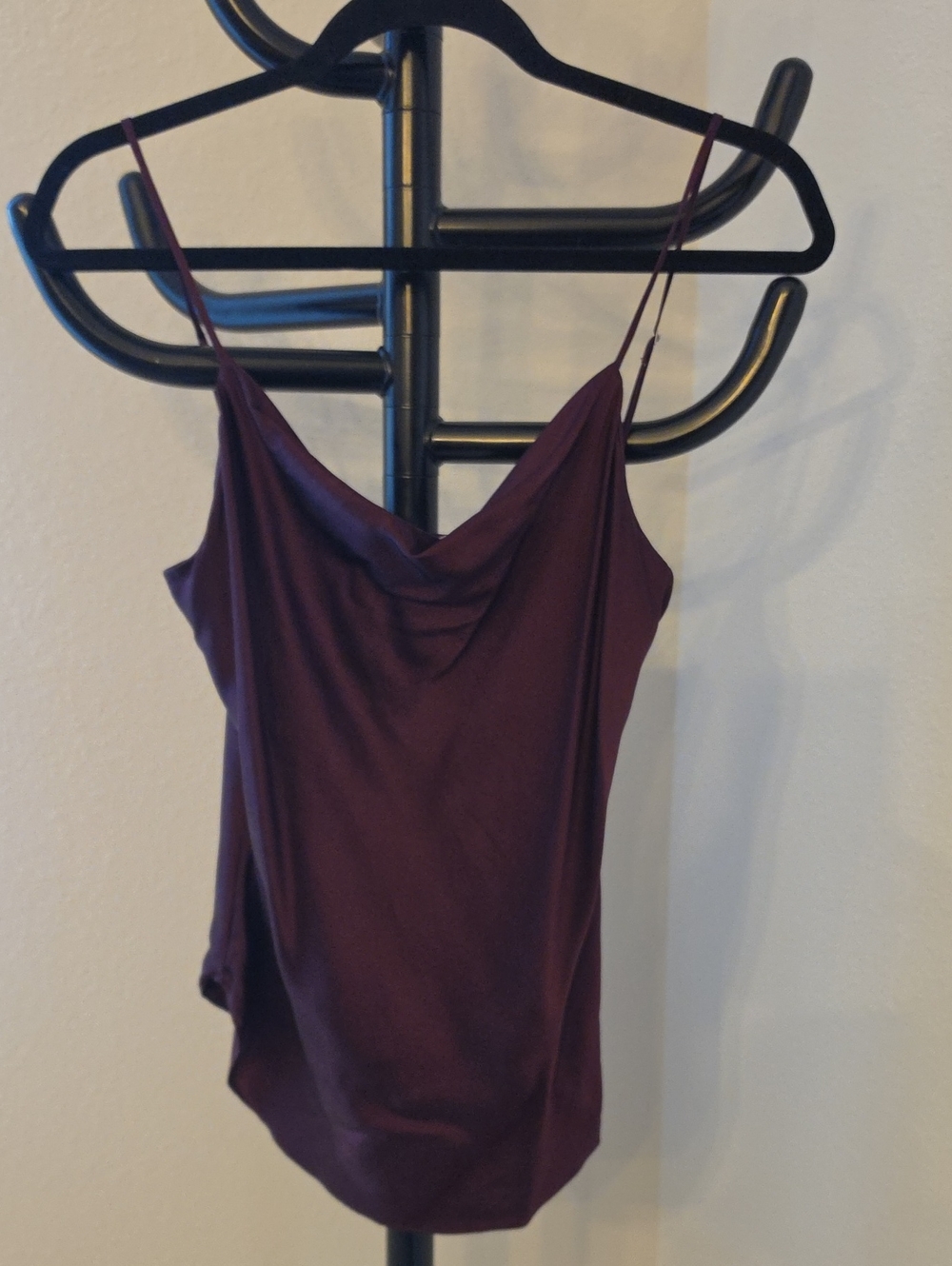cinq a sept Plum Cowl Neck Spaghetti-Strap Camisole Top